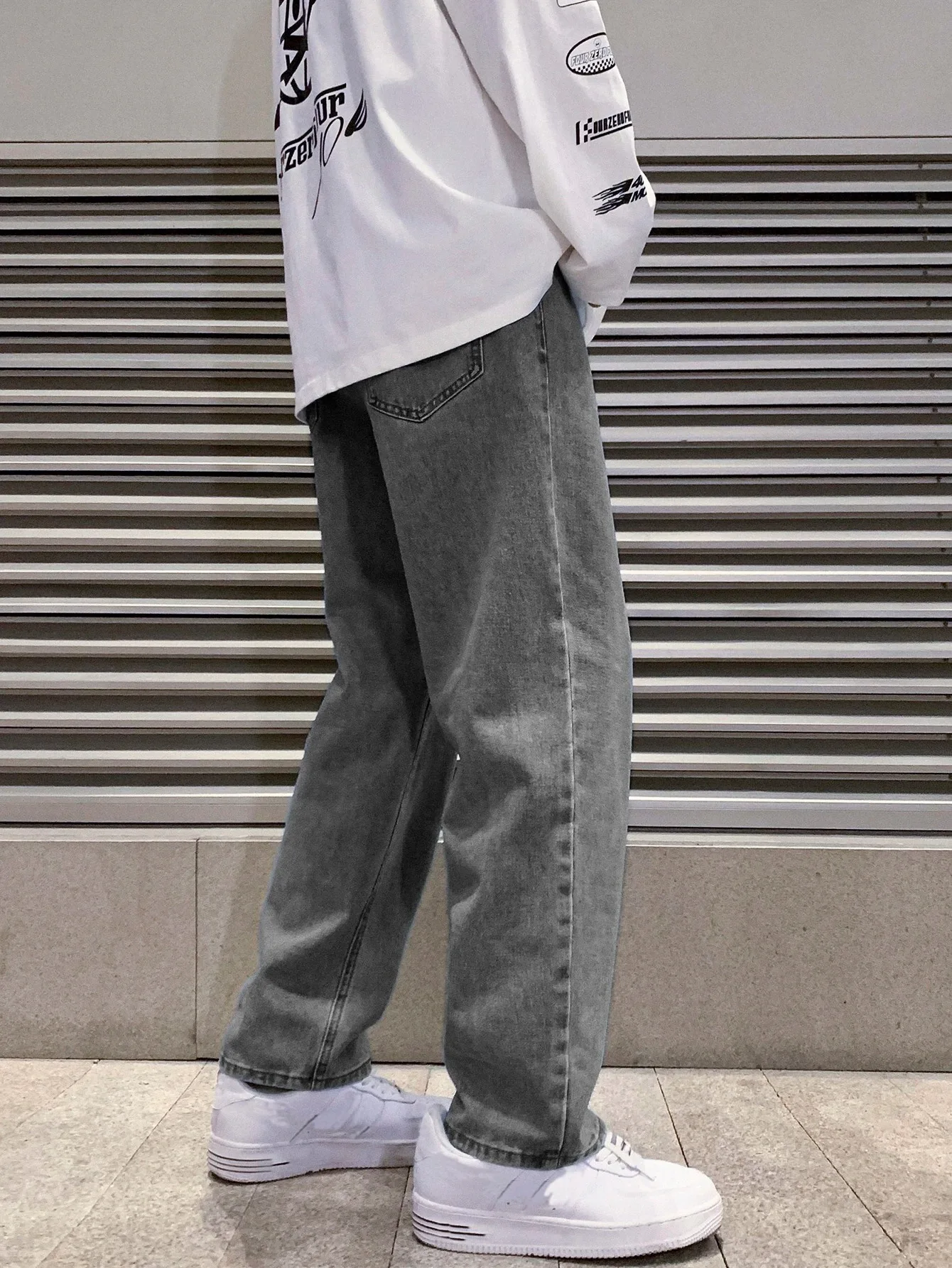 Slim Fit Gray Y2k Drip Jeans For Man Original Unisex Casual Basic Man Pants No accessories or belts included