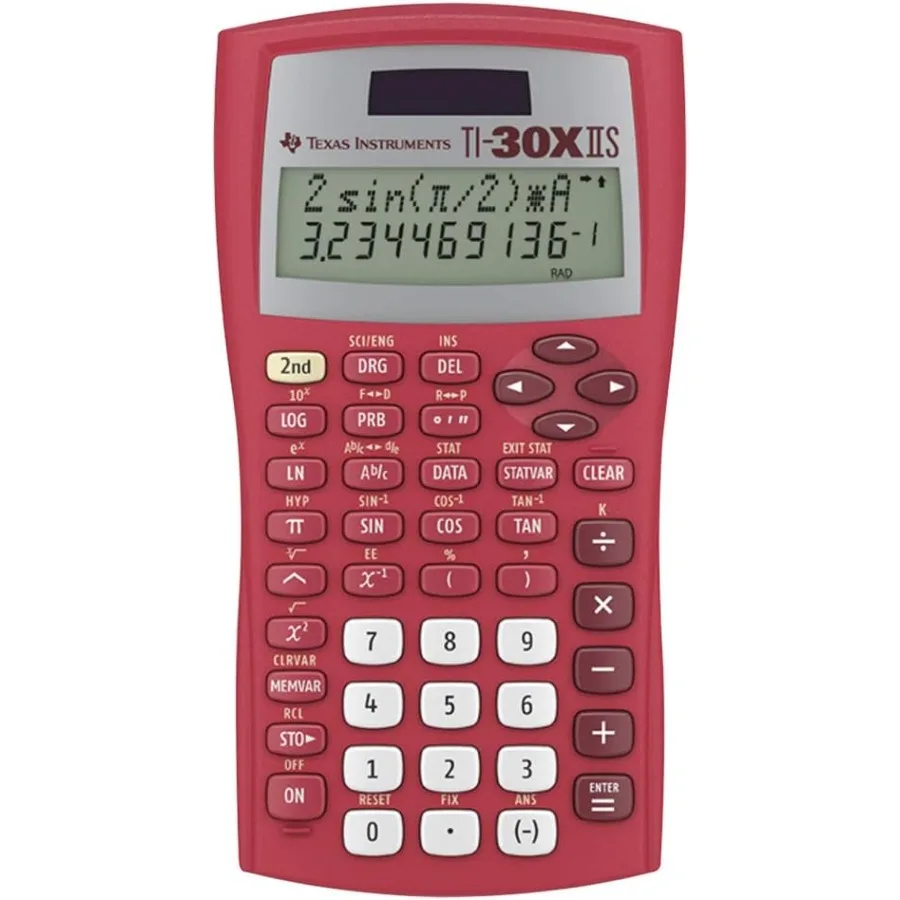 

Научный калькулятор Texas Instruments TI30XIIS, красный для математических и научных калькуляций в образовательных и профессиональных настройках w