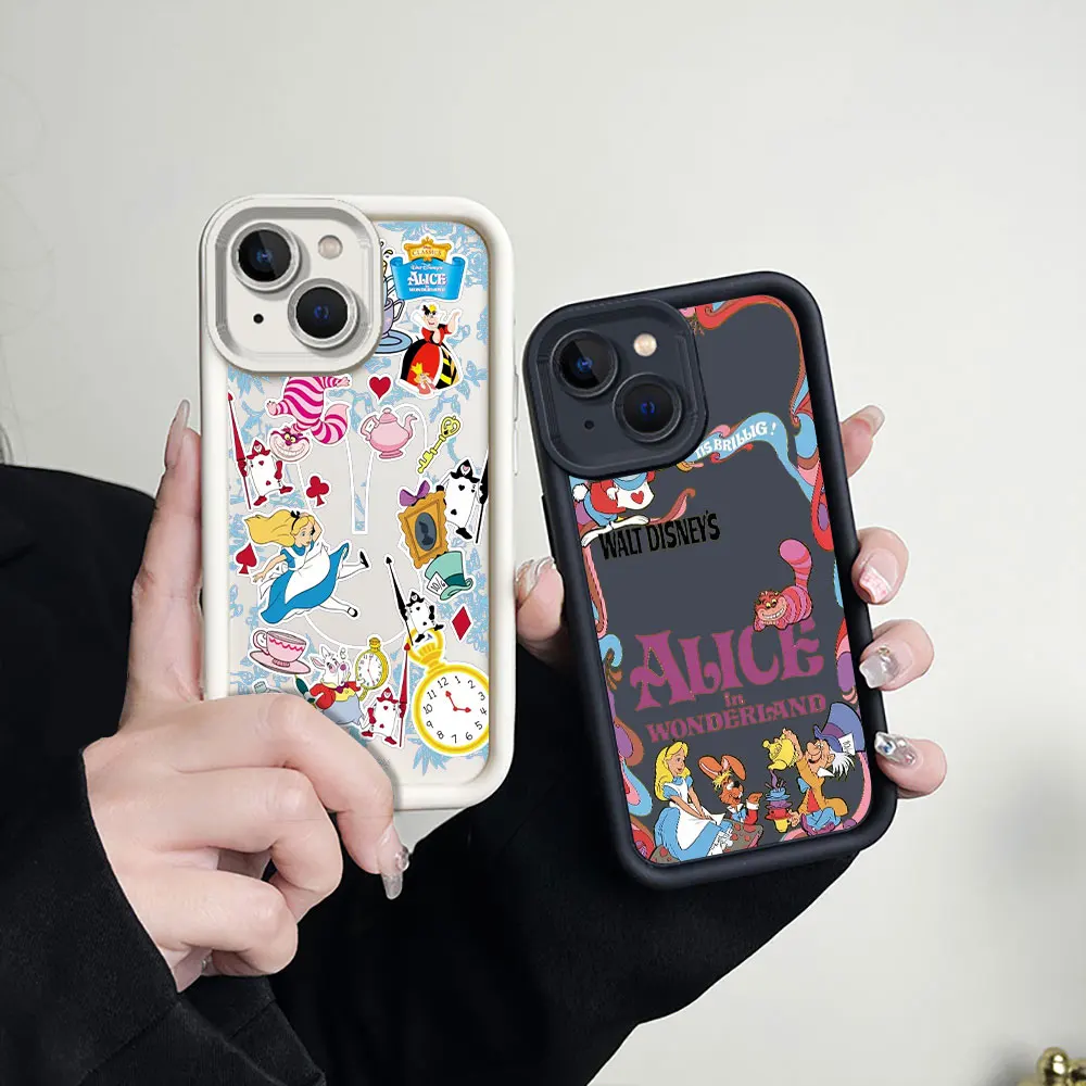 Disney Alice in Wonderland Case For Huawei P50 P40 P30 Mate 40 30 20 Nova Y70 Y70S 10 10SE 9 7SE Honor 50 50SE PRO Liquid Cover