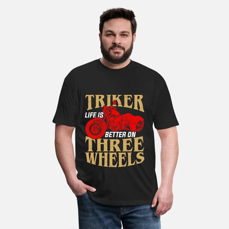

Trike Motorized Tricycle Motorcycle Retro Cafe Racer Gift T-Shirt for Racing bikers 100% cotton Graphic clothes All size Tee