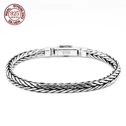 Factory Price 100% Real Solid S925 Silver Handmade Woven Retro Domineering Style Ppersonality Keel Man and Woman Bracelets