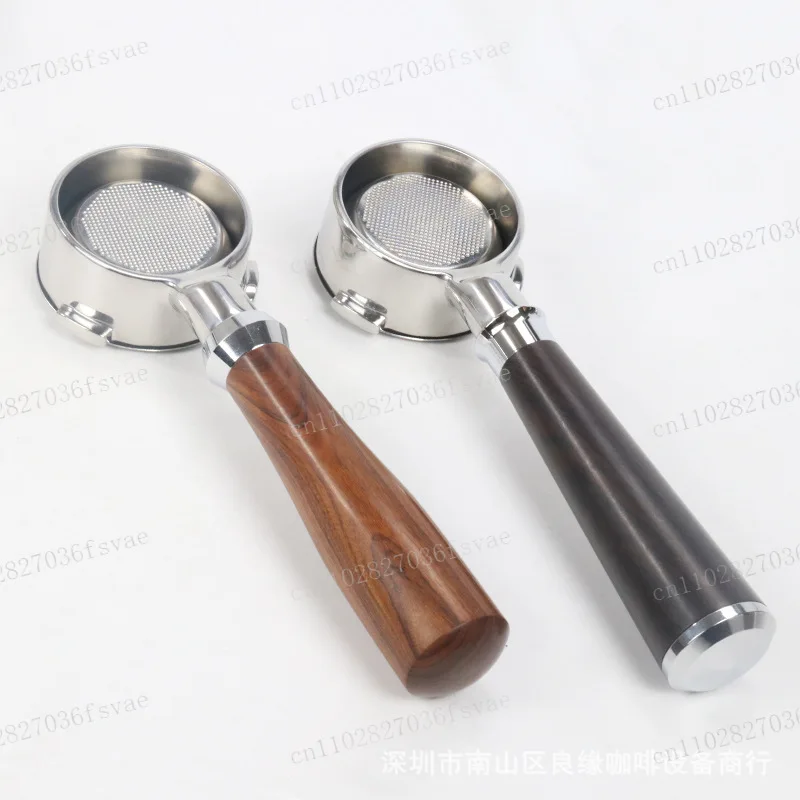 

Coffee machine modified handle 58mm stainless steel three-ear solid wood handle, Italian coffee bottomless handle