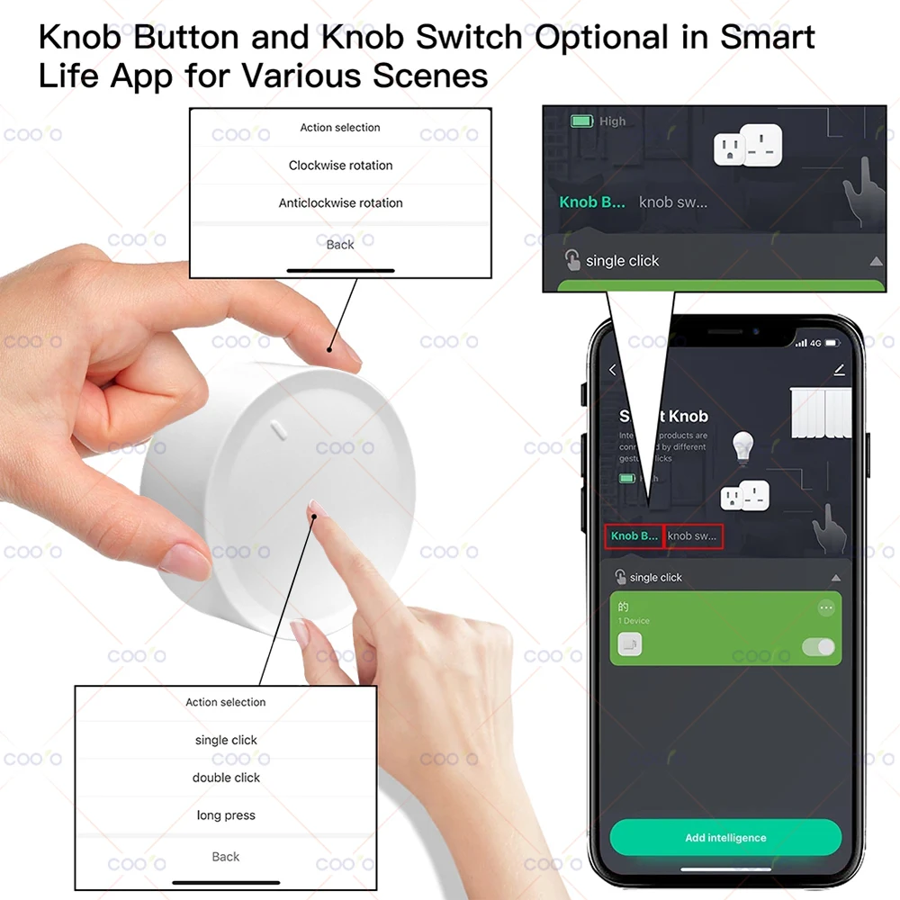 Tuya ZigBee Smart Knob Switch Wall Scene Switch pulsante alimentato a batteria Scenario di automazione pannello remoto Smart Life App