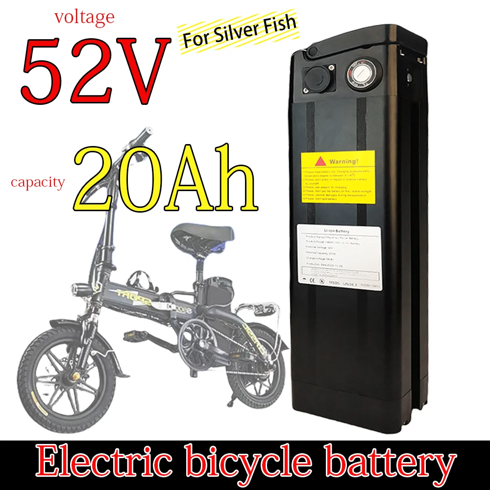 

52V 20000mAh for Silver Fish 18650 Li-ion Battery with Aluminum Case Anti-theft Lock