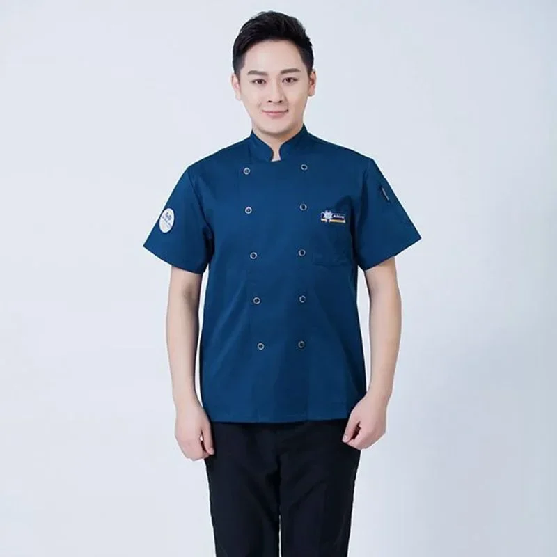 Short Sleeved Summer Restaurant Cafeteria Catering Work Uniform New Chef Uniform Men's and Women's Hotel Bakery