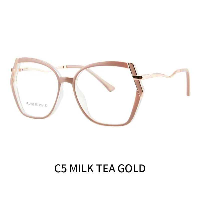 Übergroße Anti-Blaulicht-Brille Rahmen für Frauen Luxus Polygon Damen Brillen quadratische Metall optische Computer brillen – Detail 5