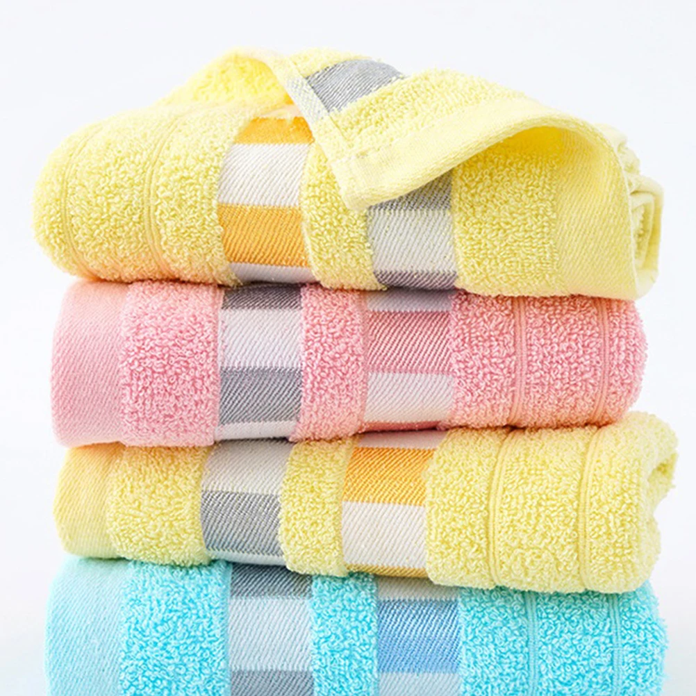 

5Pcs Cotton Soft Plaid Belt Washcloth Bath Cleansing Facecloth Lightweight Cotton Towel Portable Easy Wash Dry
