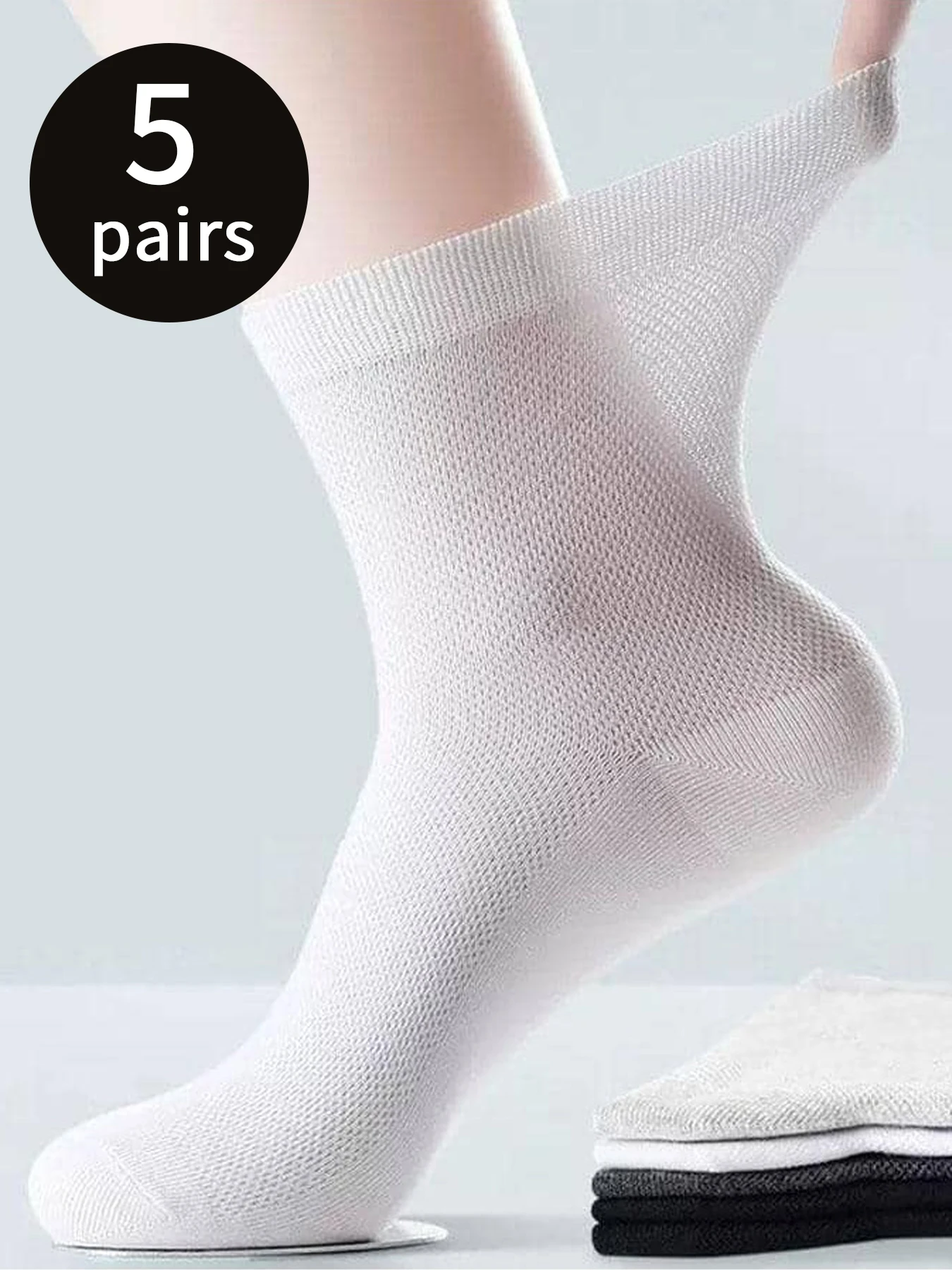 5 pairs of mid-tube socks Men\'s sports socks Black business stockings Wicking sweat and deodorant cotton socks summer