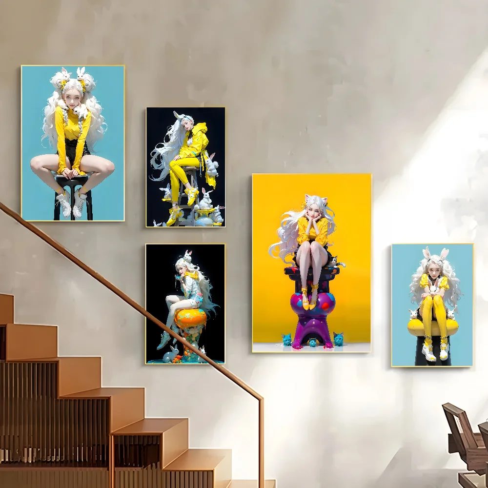 

Ai Pretty Gril Poster Corridor Wall Art Printing Waterproof Home Living Bed Room Decor