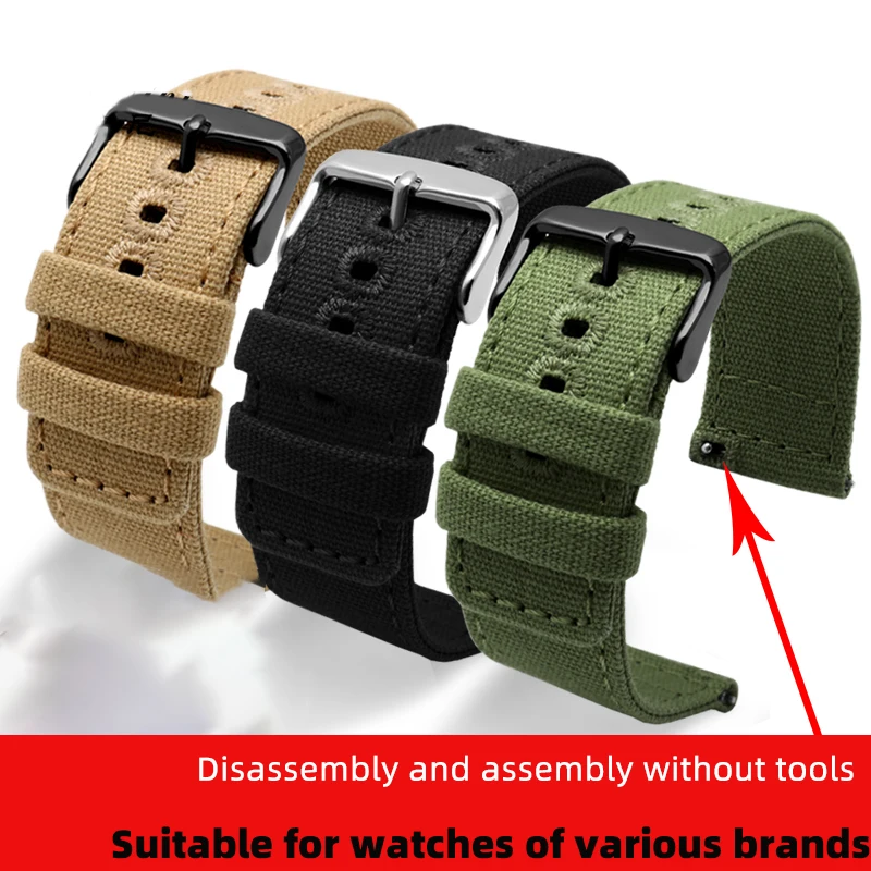 Nylon strap 20mm 22mm For Citizen BM8475 Seiko No.5 Green Water Ghost TIMEX Mido M026 M025 men's Breathable canvas watch band