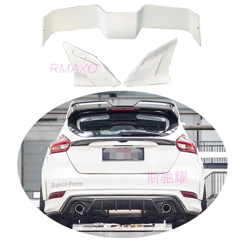 For Ford Focus ST hatchback Spoiler 2012-2018 Focus ST FS Design 3PCS ABS Material Car Rear Wing  Color Rear Spoiler