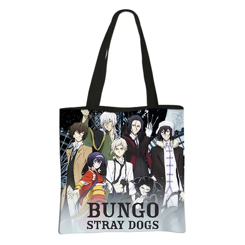 Cartoon Bungo Stray Dog AnimeTote Bag Black Harajuku Goth Style Shopping Bag Women HandBags Fashion Shoulder Bag Gift