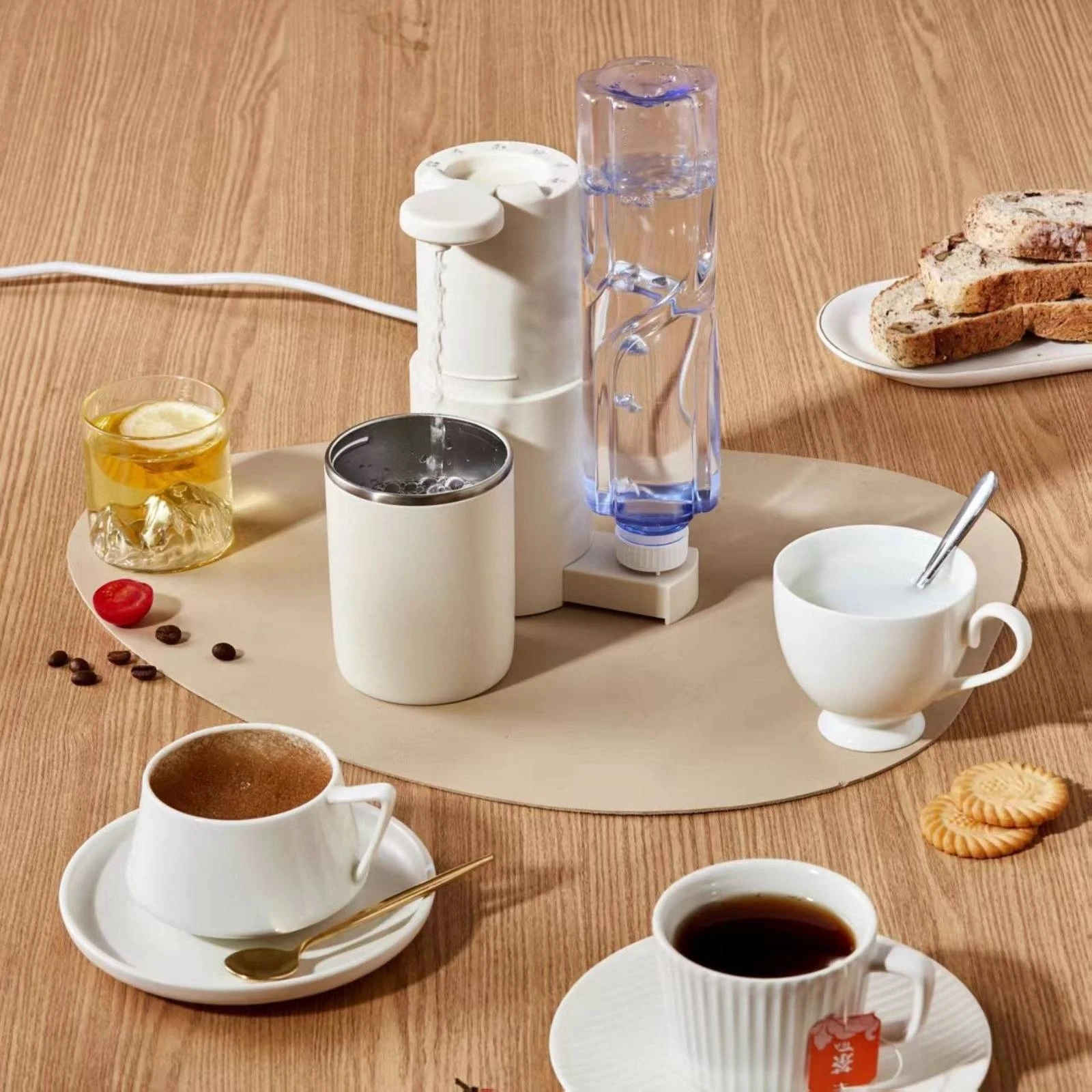 Travel-friendly Compact Water Dispenser with Pump Instant Heater Multiple Temperature Settings for Desk Use