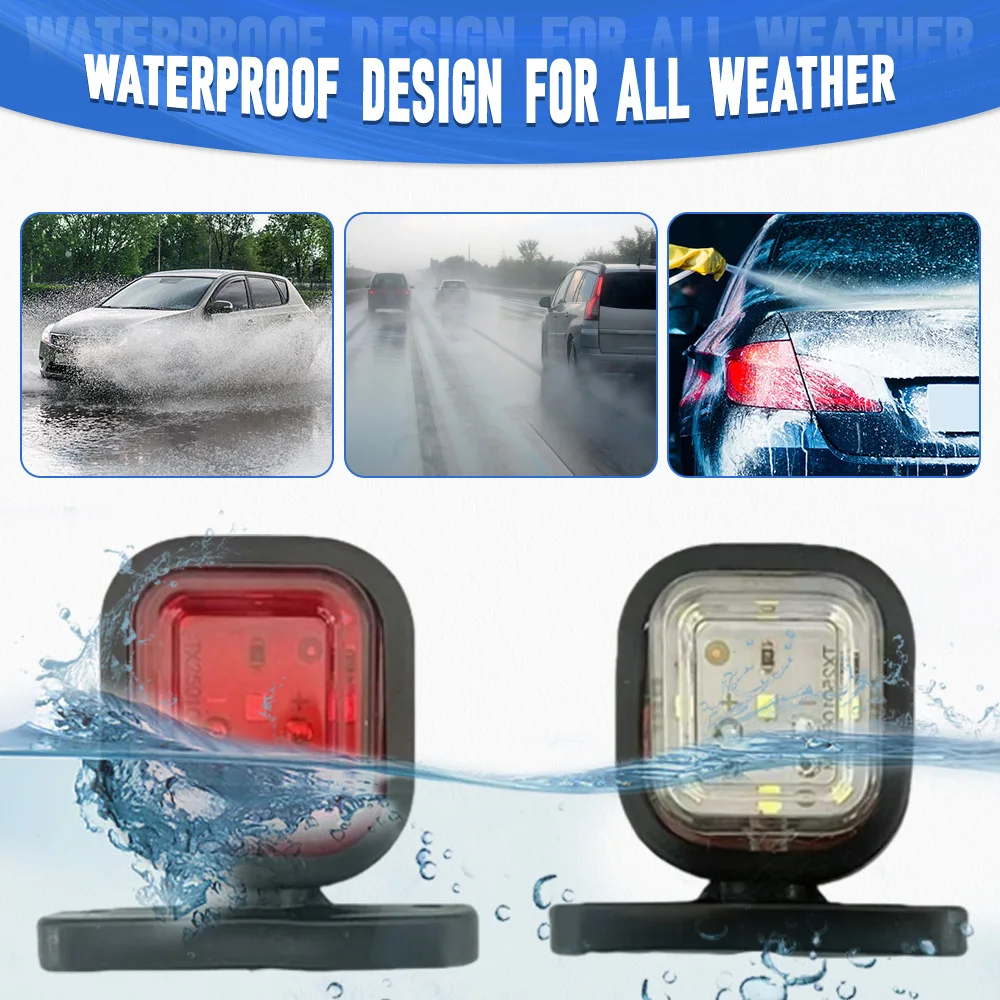 

2pcs LED Side Marker Light Warning Tail Light Warning Tail Light Outline Lamp For Trucks SUVs Trailers Buses Van Boats 12V 24V