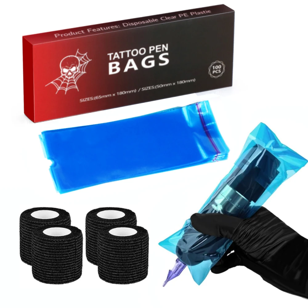 

New Tattoo Pencil Sleeve Bag Covers 100Pcs and 4Pcs Bandage Practice Tattoo Sets Microblading Supplie for Artists