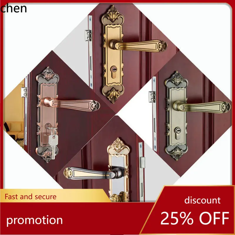 

Универсальный бесшумный дверной замок HT из массива дерева для спальни, офиса и коридора - механический замок с ретро-ручкой для замены.