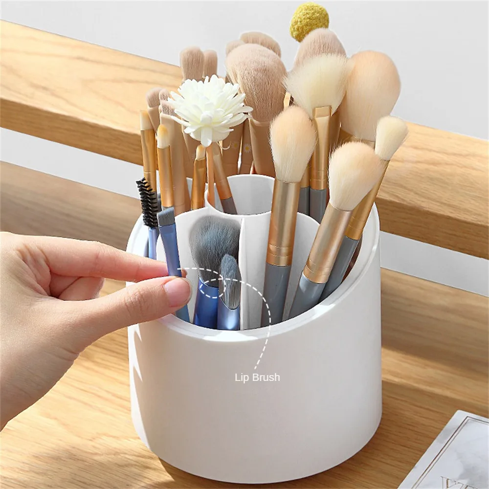 Caixa De Armazenamento De Escova De Maquiagem Rotativa, Desktop Cosmetic Brushes Organizer Suporte De Batom Lápis De Sobrancelha, Sombra De Olho