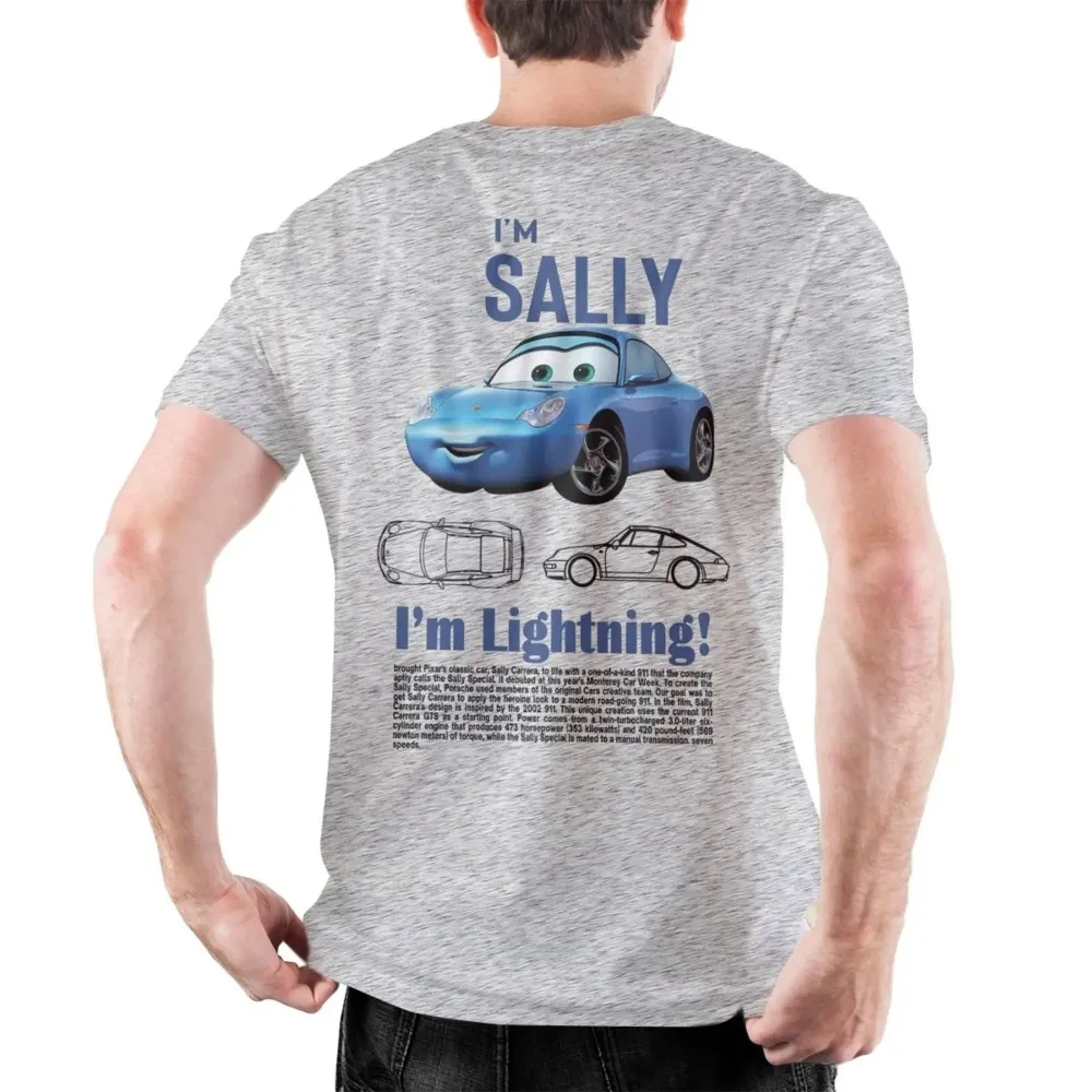 Men Sally I\'m Lightning Cars T Shirts Mcqueen Cotton Clothing Creative Short Sleeve Round Collar Tee Shirt Oversize Men Clothing