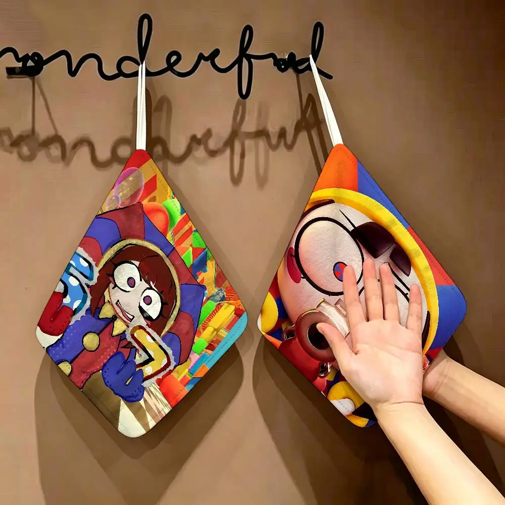 

Funny P-Pomni Polyester Cotton Hanging Kitchen Towel, Skin Friendly Hand Wiping Towel for Hotel Cafe Household