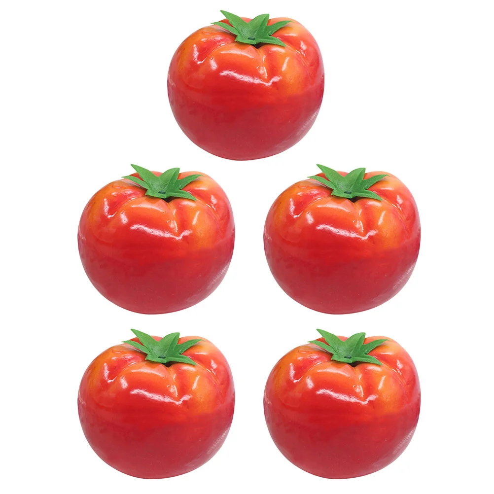 

5 Pcs Faux Plants Imitation Tomato Photo Prop Artificial Fruit Fake Ornaments Lifelike Red Figurine