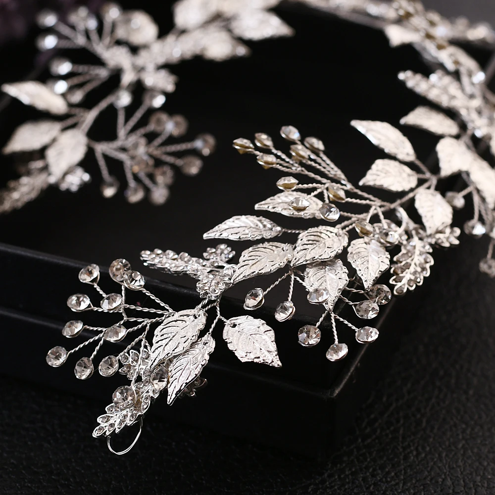 Wedding Headband Woman Guest Bridal Hairband With Ribbon 1 Meter Glittering Rhinestone Headdress Hair Jewelry For Bride  2022