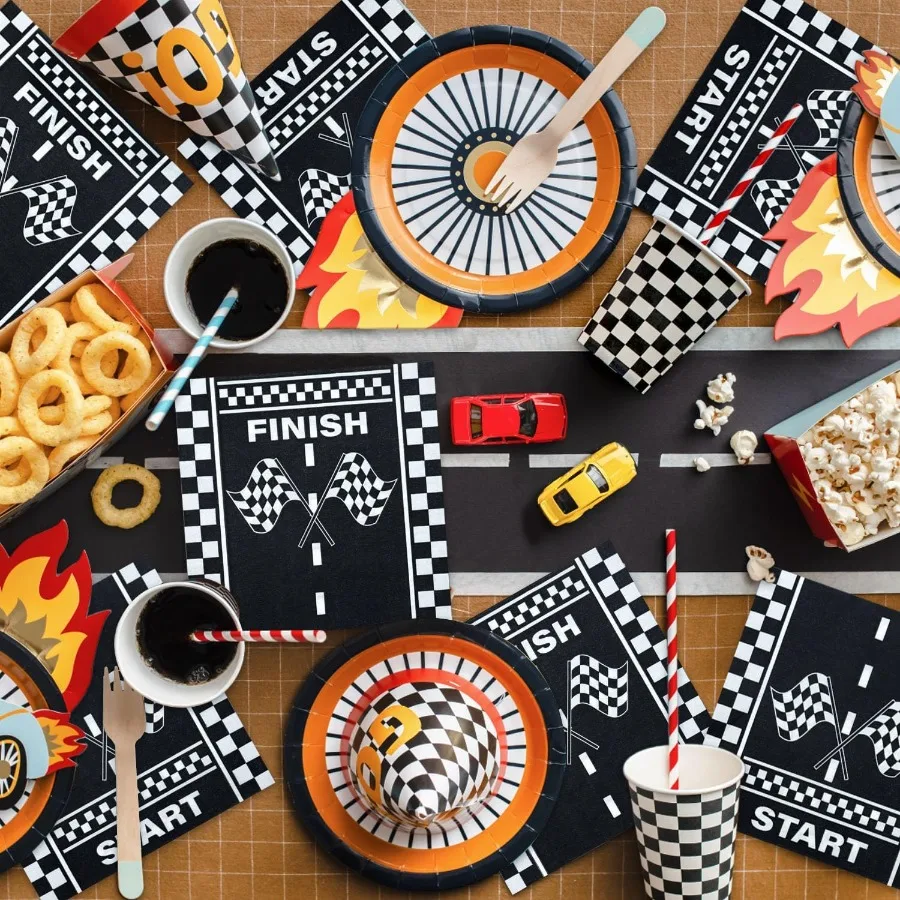 100 قطعة سيارة سباق pkins سباق السيارات حفلة عيد ميلاد زينة سباق السيارات متقلب العلم حفلة pkins ورقة لوه pkins ل اثنين سريع