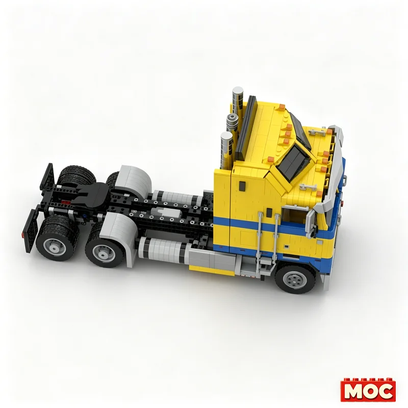 2846Pcs Yellow Blue Customize K100 6X4 Semi Truck Tractor Custom Building Blocks Large Scale Model Educational Assembly Toy Gift view 3