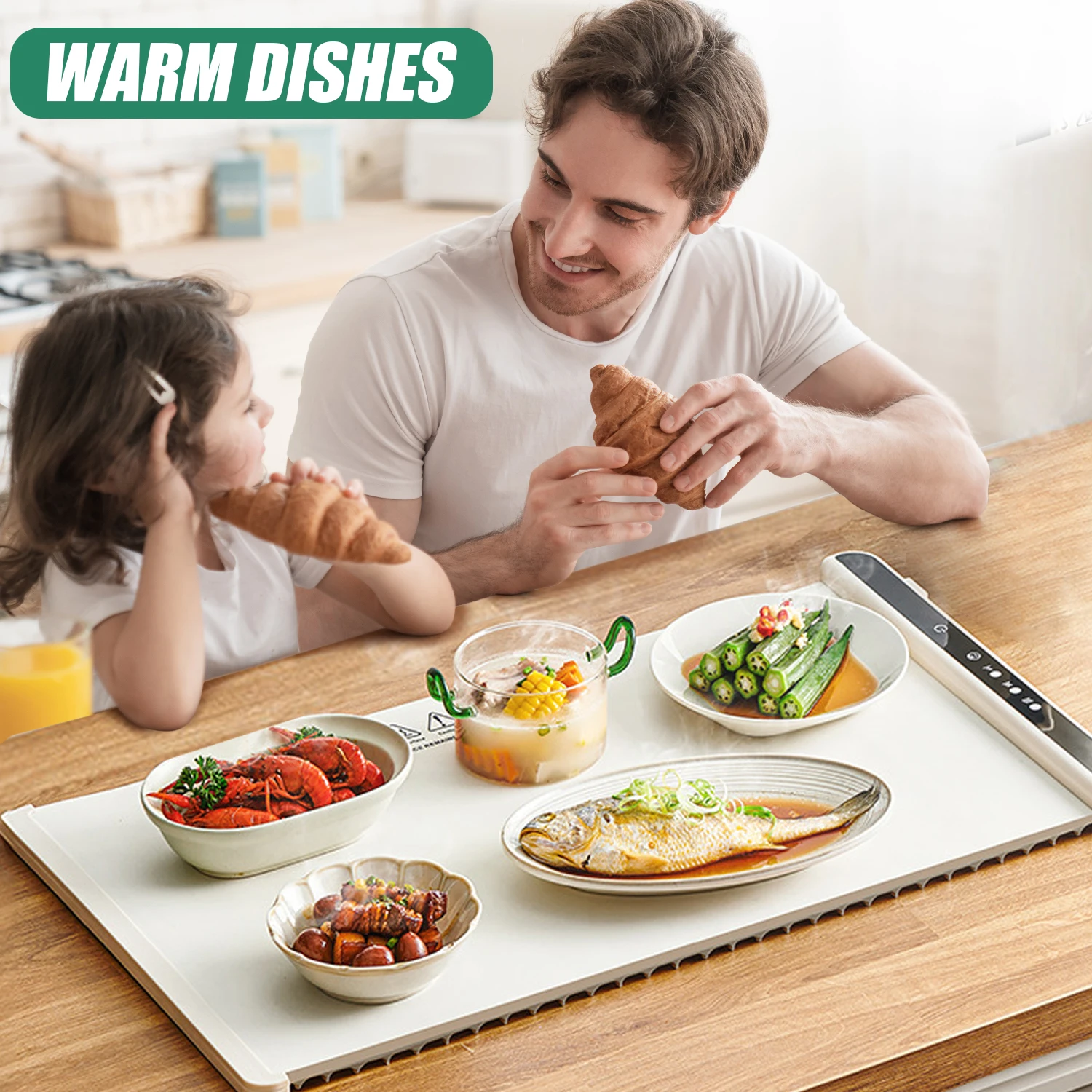 HoldPeak T0-2NC Silicone Warming Mat 240W 60-100°C 240min Timer 65\*38cm Waterproof Oilproof Temp Adjustable Heating Pad Kitchen