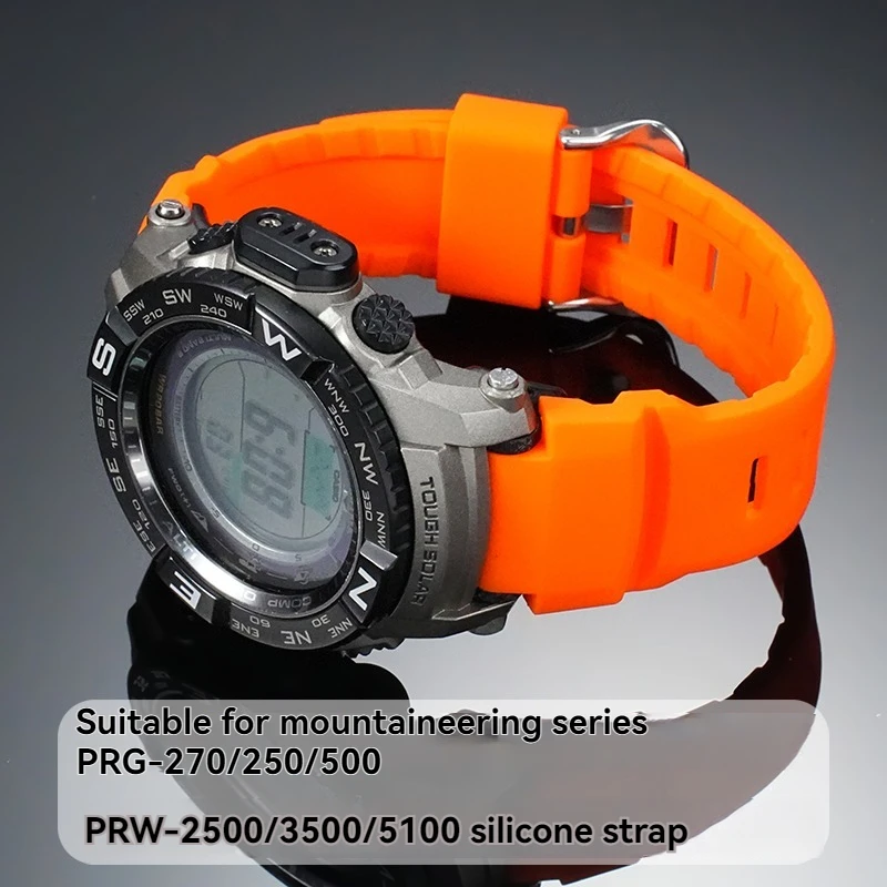 Para Casio PROTREK serie PRW 3500 2500 5000 prw5100 PRG 250T 270 prg550 200 correa de reloj convexa de silicona suave