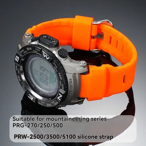 Para Casio PROTREK serie PRW 3500 2500 5000 prw5100 PRG 250T 270 prg550 200 correa de reloj convexa de silicona suave