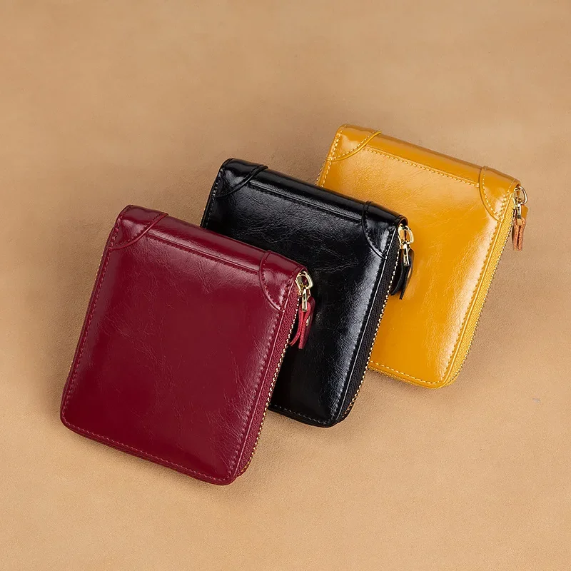 Genuine Leather Women Wallet Zipper Money Bag Luxury Female Small Purses ID Card Holder Coin Clutch Designer Ladies Handbag