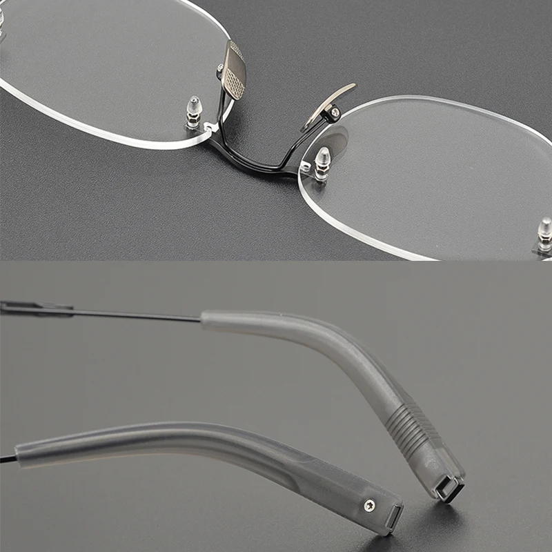 Quality Acetate Titanium Square glasses frame DTX-425 Business elite men's frameless glasses can be customized Lens