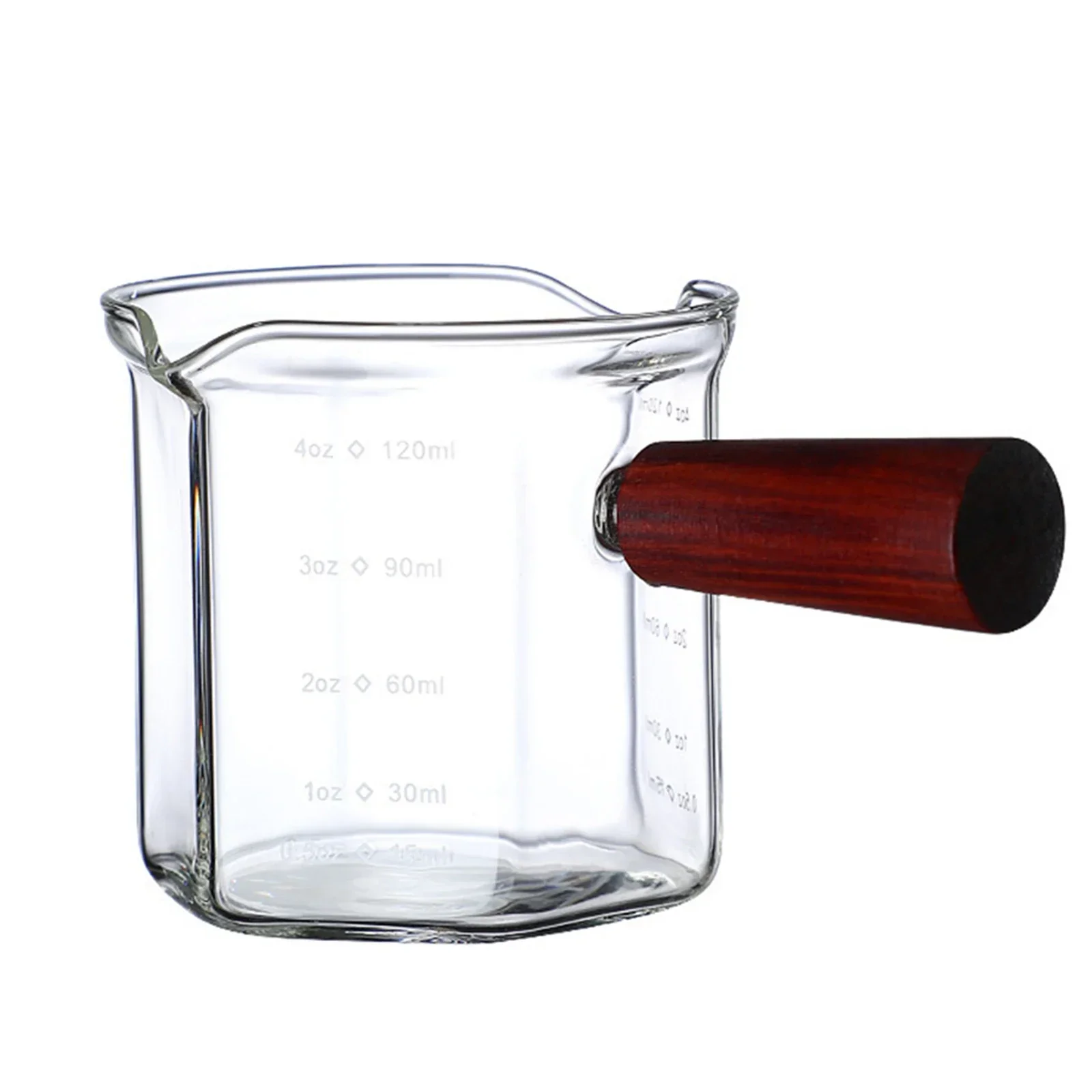 

With Scale Espresso Cups With Wood Handle Smooth And Delicate Mouth Temperature Resistance Glass Measuring Cup