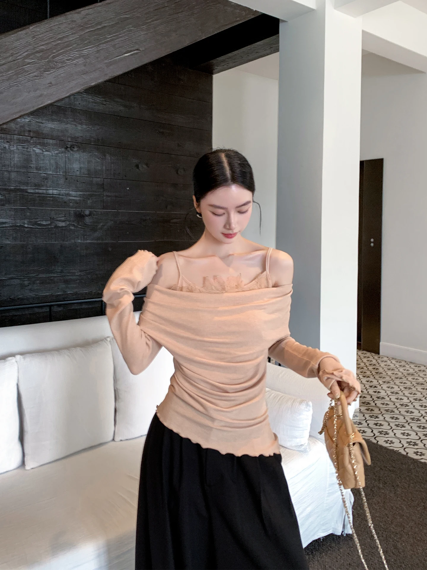 

Binguo Women's Knitted Sweater Casual Slim Fit Long Sve Ne Hanging Design Korean Sle Spring New Soft Breathable Top