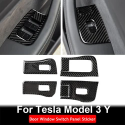 ABS Carbon Fiber Car Window Control Panel Switch Button Decor Sticker Trim for Tesla Model Y 3 2017-2022 Interior Accessories