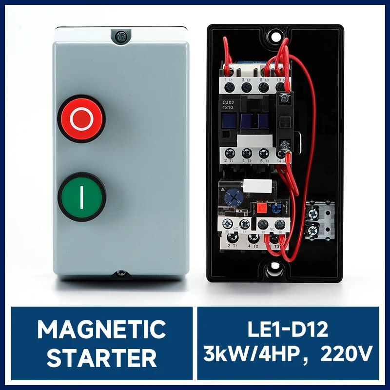 Magnetic Starter LE1-D12  220V 50/60HZ     3KW/4PH   Plastic Housing Motor Starting Switch QCX2(LE1)-12A Motor Protector 9-13A