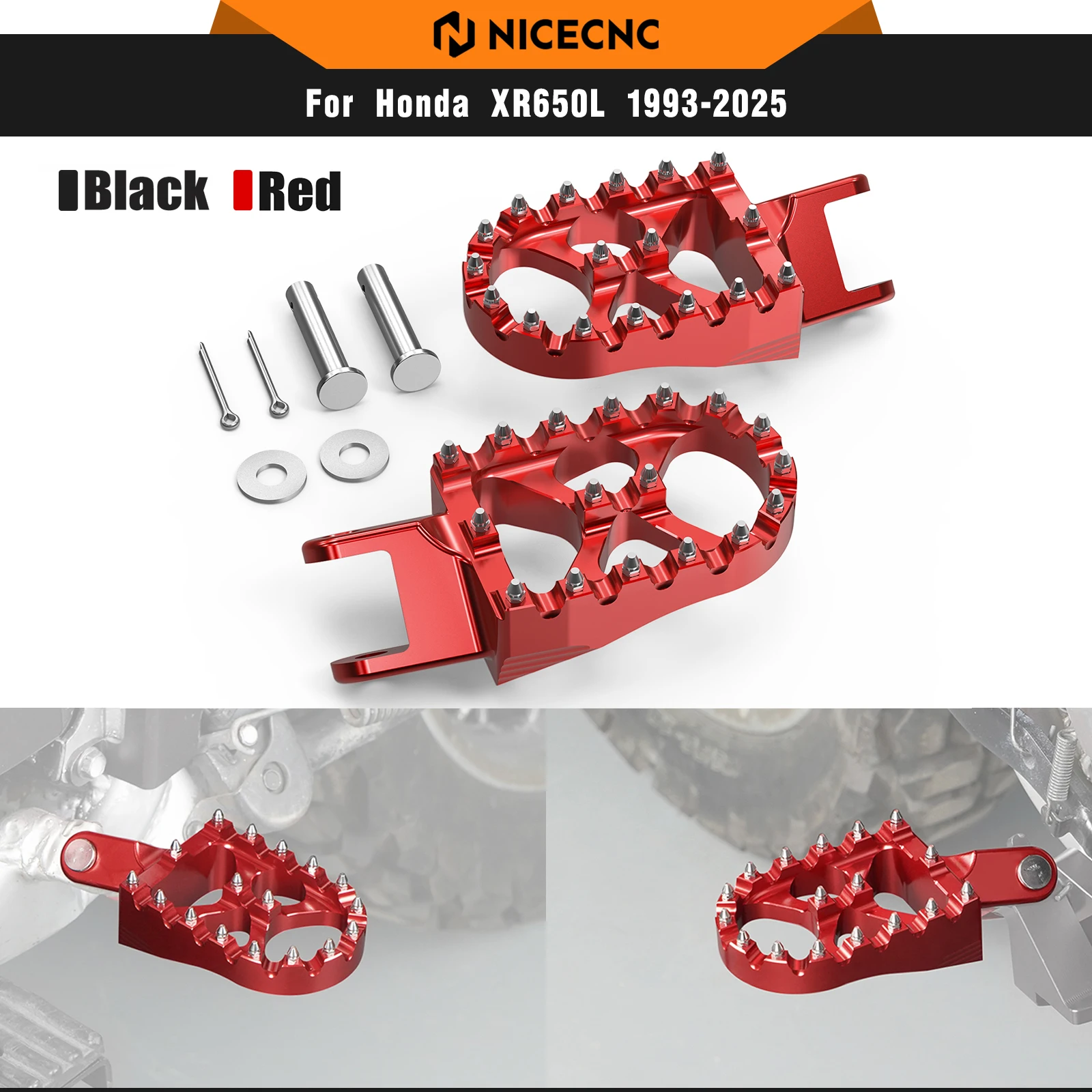 

NICECNC For Honda XR650L 1993-2025 Motorcycle Footrest Foot Pegs Footpegs Rests Pedals CR80R CR85R XR250R XR400R XR600R XR650R