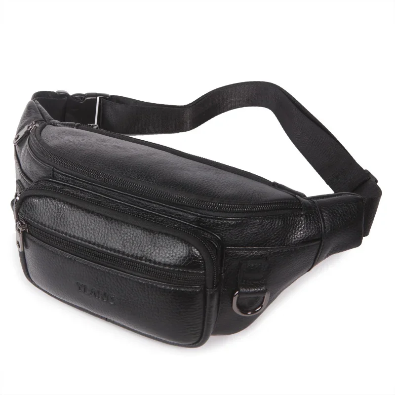 Sac banane en cuir de vachette véritable pour hommes, sacs de taille de poitrine, sac banane, pack de ceinture, poudres initiées, haute qualité, mode masculine, nouveau