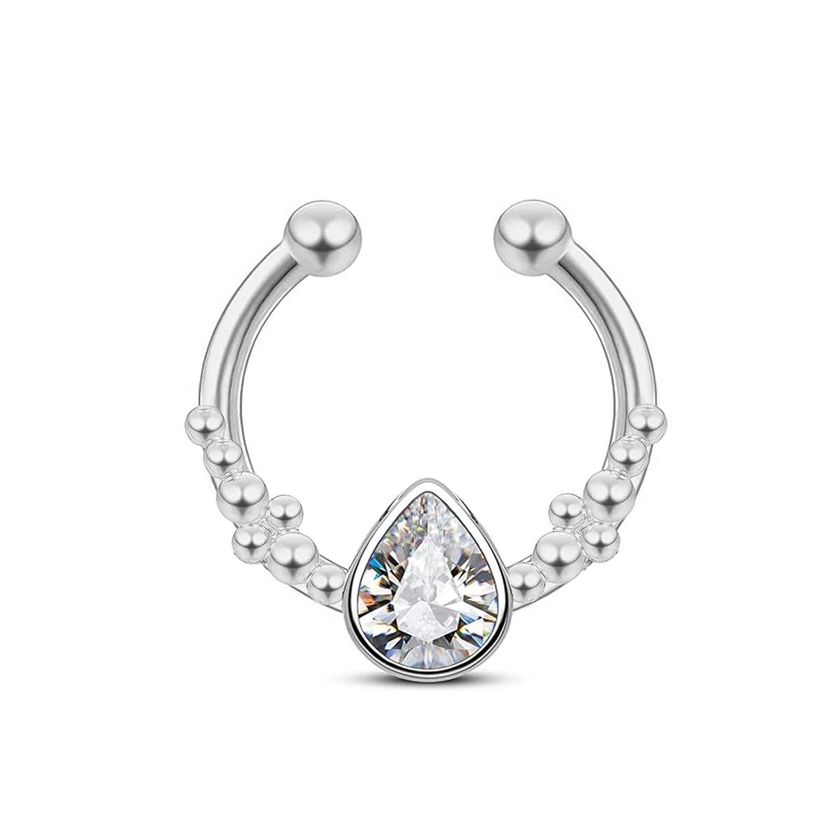 Stainless Steel Horseshoe Water Drop False Nose Ring Without Perforation Clip For Women Septum Ring Nose Piercing Jewelry