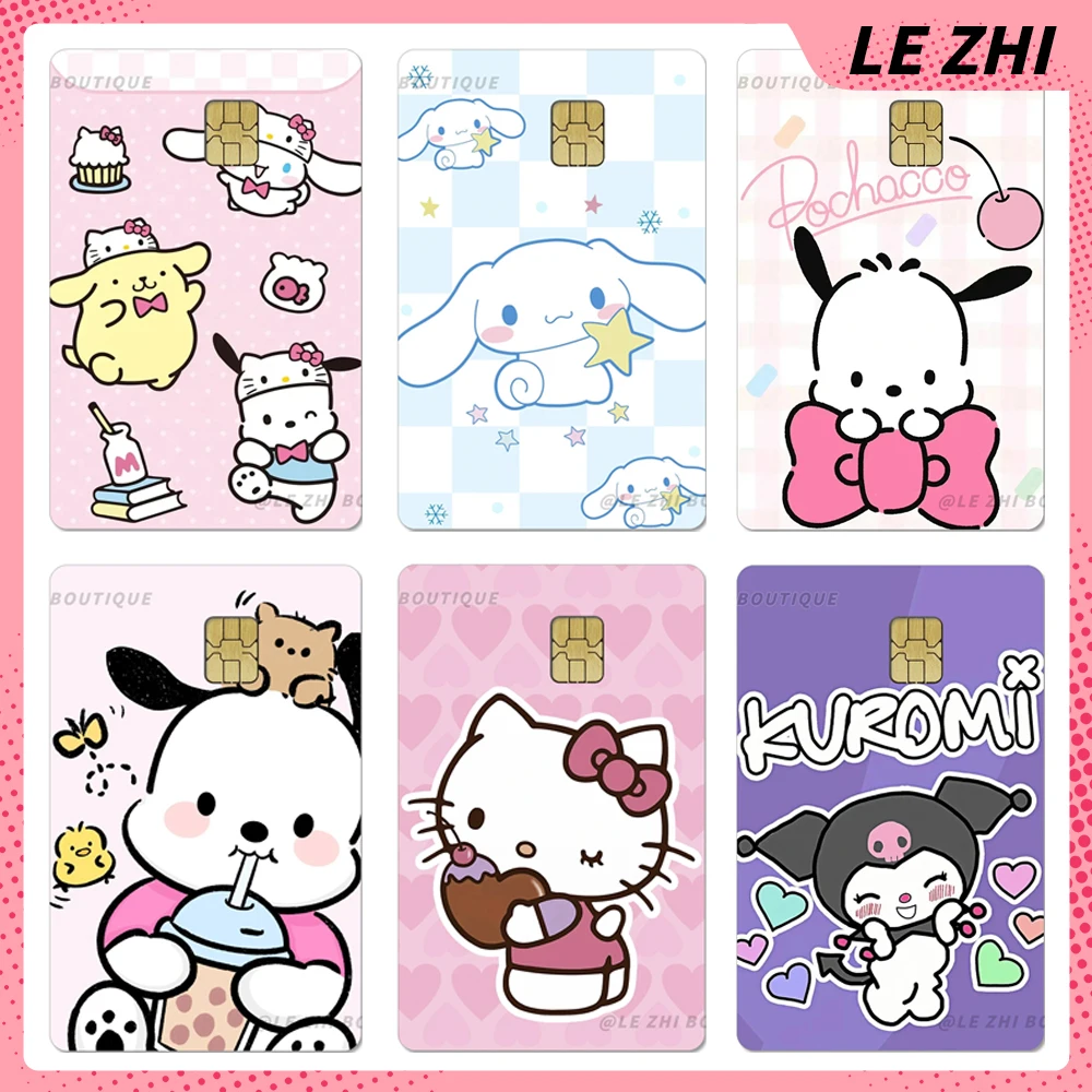 

Kawaii Sanrio Diy Credit Debit Card Party Sticker Anime Hello Kitty Kuromi Cinnamoroll Pochacco Shining Rainbow Skin Sticker
