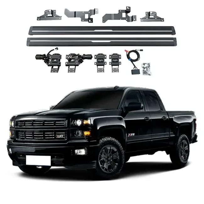 

Customized electric side pedals for Chevrolet Silverado 1500 and 2500 two-seater trucks, 2015-2018