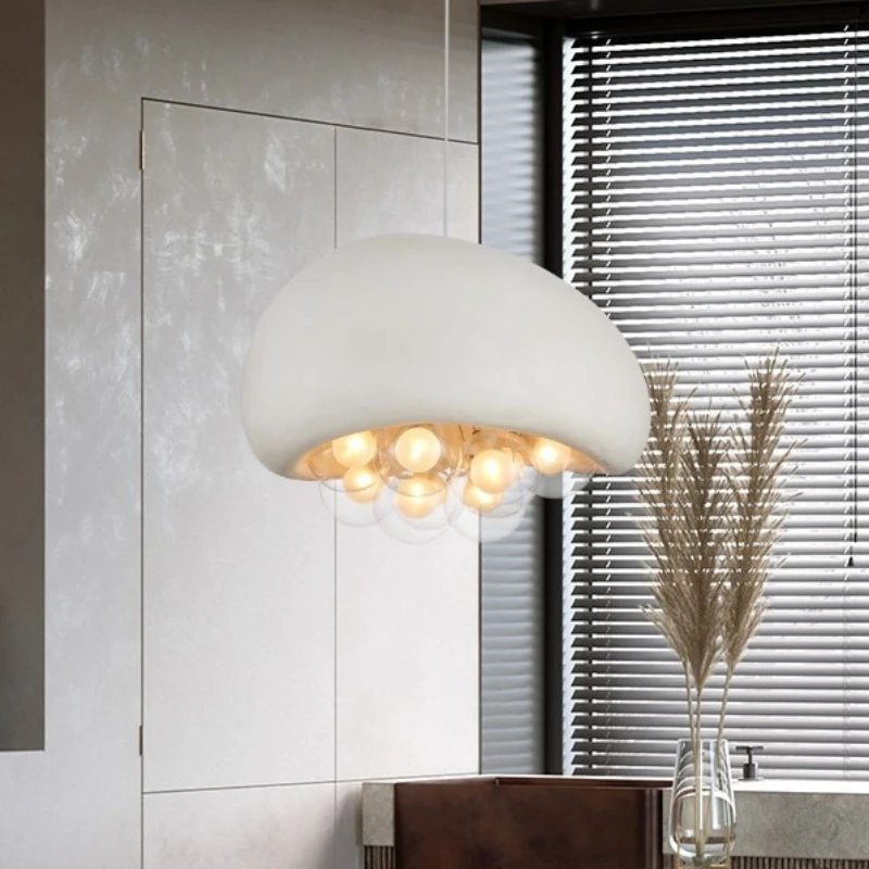Nordic Wabi-Sabi Style Designer Glass Pendant Lights for Restaurant Parlor Ambiance Ultra-Thin Medieval Elegant Indoor Fixtures