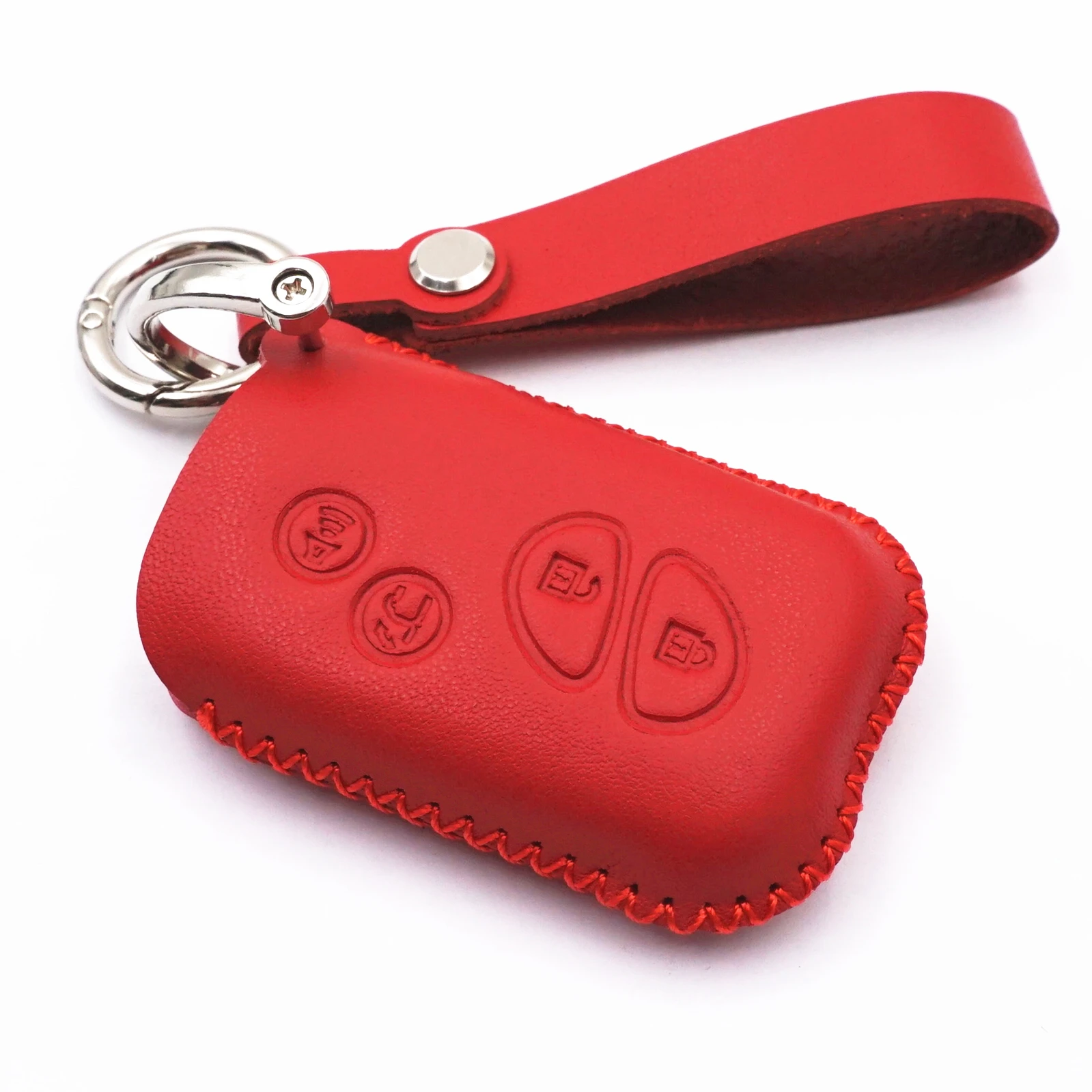 WFMJ красная кожа для Lexus RX350 ES350 IS250 GX460 LX570 дистанционный смарт-брелок с 4 кнопками Стандартная Крышка-цепочка (красный стежок)