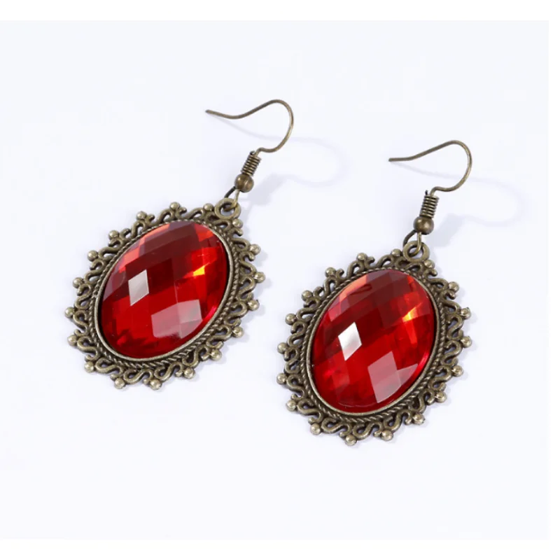 Vintage Big Gemstones Pendent Earring Punk Style Classic Palace Dangle Drop Earrings for Women Luxury Jewelry Accessries Gifts