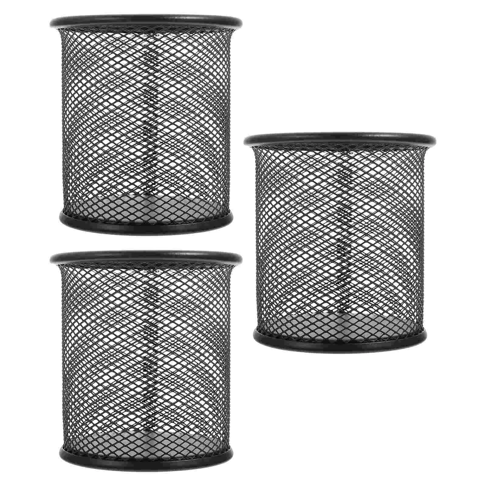 

3Pcs Desktop Pen Holder Stationery Organizer Makeup Brush Cup Metal Pen Cup