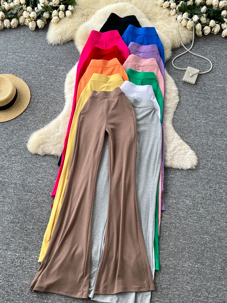 High Waist Yoga Pants Women's Slim Fit Flared Leggings Korean Sle Commute Faion Elastic Waist Sports Casual Pants