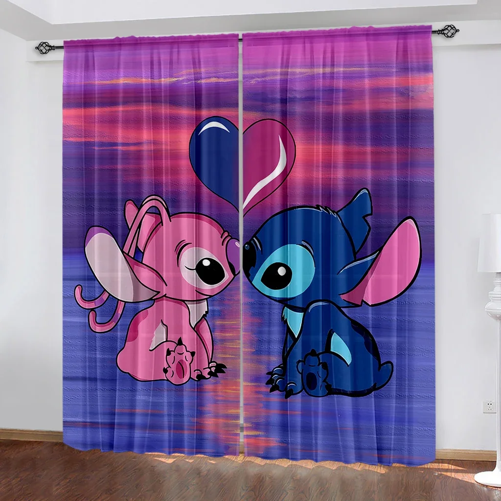 Cartoon Stitch Disney Curtains Polyester Kids Bedroom Decorations Shade Curtains Kitchen Living Room Home 2pcs Multiple Sizes