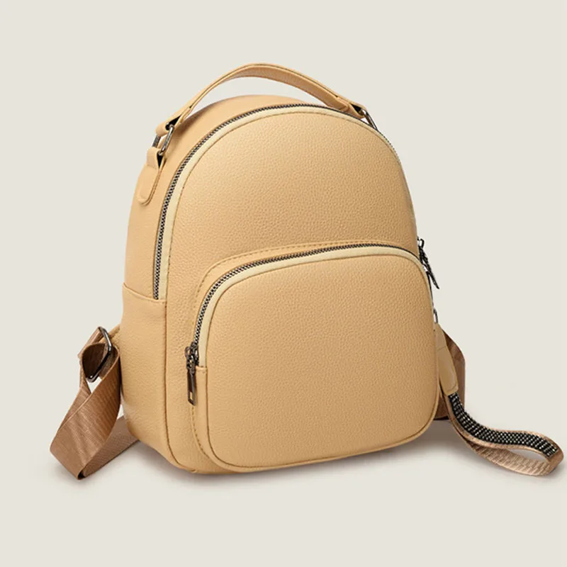 Mochila portátil para mujer, Bolso pequeño de cuero PU con cremallera, monedero, mini mochila para mujer, moda coreana