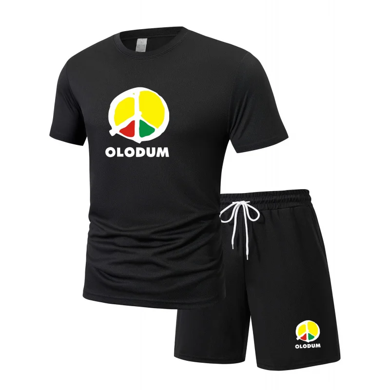 

Summer 2026 Men's Fashion Outdoor Sports Set OLODUMP Printed Loose Home Leisure Two Piece Set Short Sleeve T-shirt + Shorts