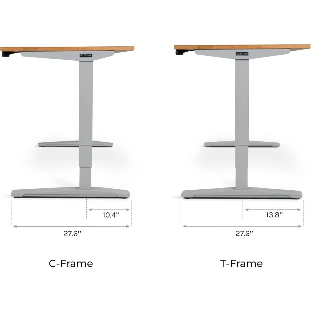 Uplift Desk White Eco Curve  Standing Desk 2-Leg V2 Adjustable Stand Up C-Frame (Black), Advanced Keypad, Wire Grommets, Desks